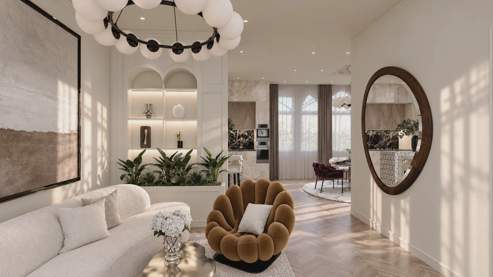 Visualisierung Wohnbereich im Altbau – Good Design