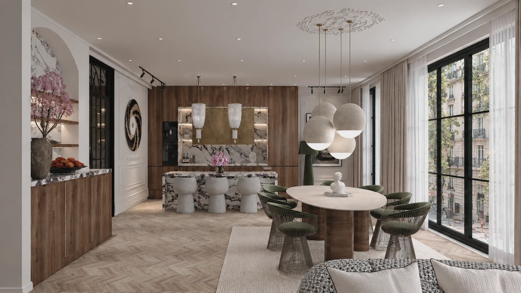 Visualisierung Wohn- und Essbereich – Interior Design für Ihr Zuhause in Wien
